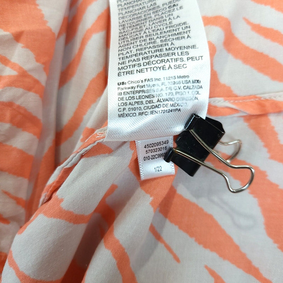 Chico's Animal Print Beaded Sequin Modal Tunic Women XXL Coral Beige V Neck - Picture 11 of 14